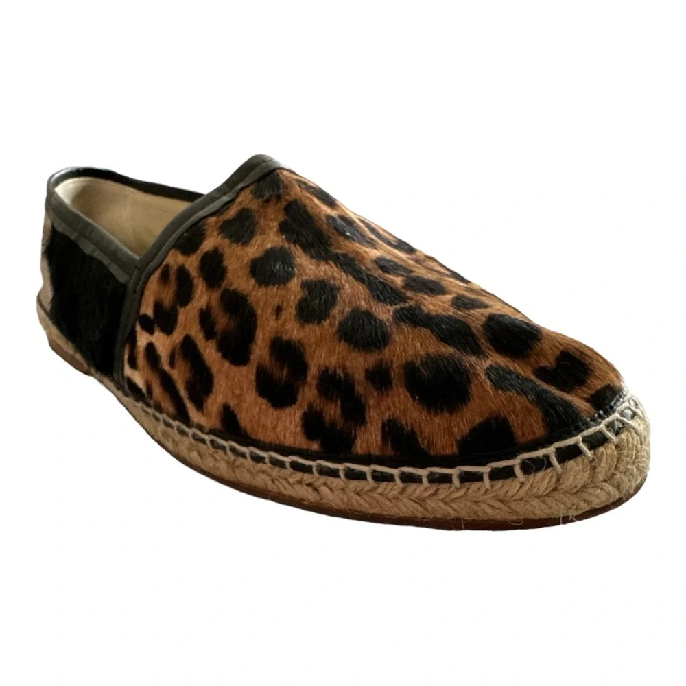 Dolce & Gabbana Women's Flats Leopard-print fabric Espadrilles Sz. 11